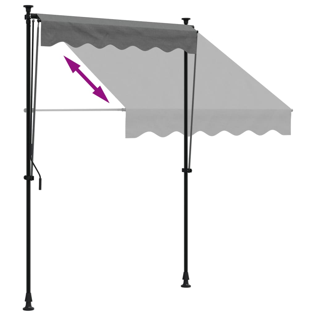 Anthracite retractable awning 150x150 m fabric and steel