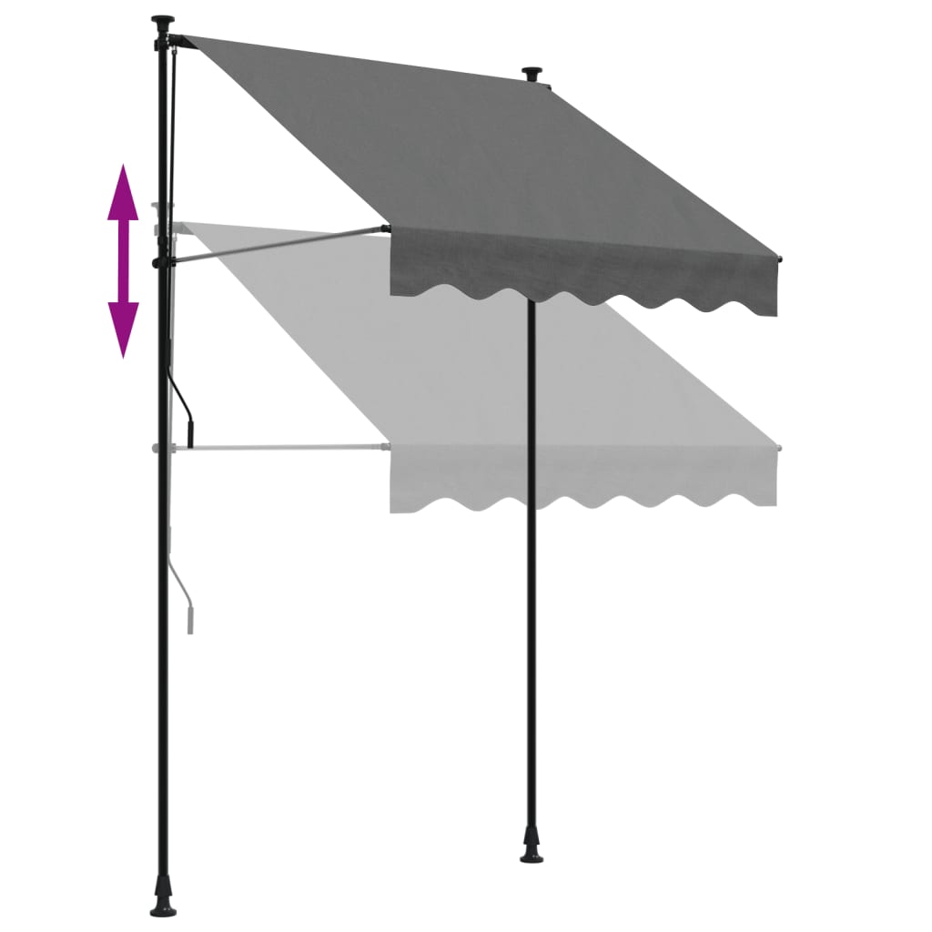 Anthracite retractable awning 150x150 m fabric and steel