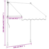 Anthracite retractable awning 150x150 m fabric and steel