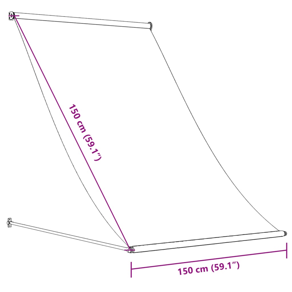 Anthrazitfarbene einziehbare Markise 150x150 m aus Stoff und Stahl