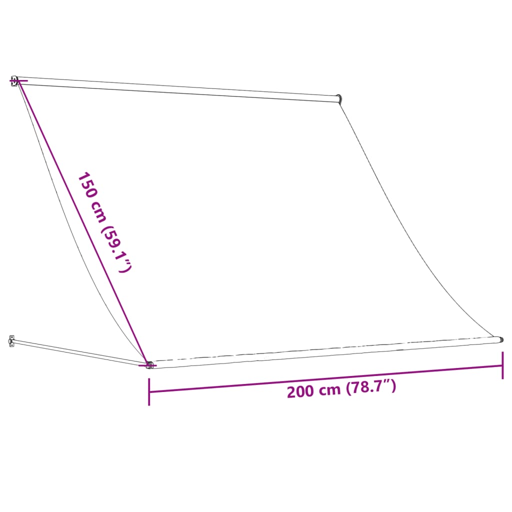 Anthracite retractable awning 200x150 m fabric and steel