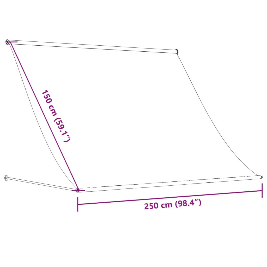 Anthrazitfarbene einziehbare Markise 250x150 m aus Stoff und Stahl