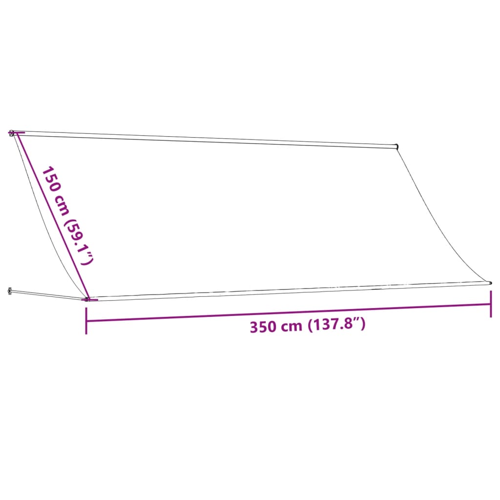 Anthrazitfarbene einziehbare Markise 350x150 m aus Stoff und Stahl