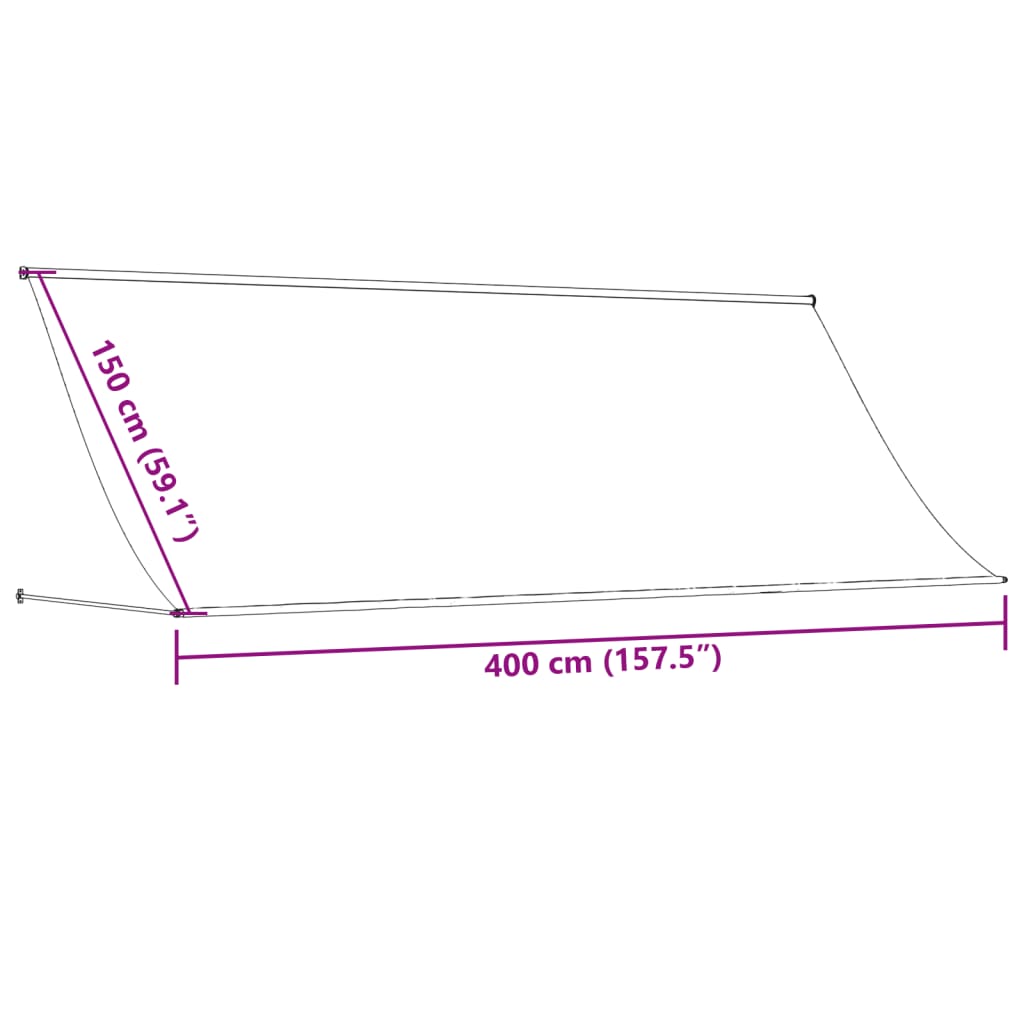 Anthrazitfarbene einziehbare Markise 400x150 m aus Stoff und Stahl