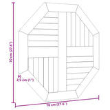 Table top 70x70x2.5 cm octagonal solid teak wood