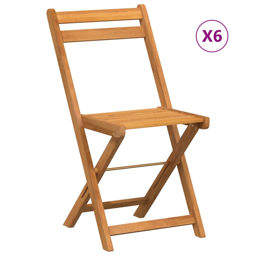 Chaises de bistrot pliantes lot de 6 bois d'acacia solide