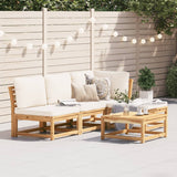 Salon de jardin avec coussins 5 pcs Bois d'acacia solide