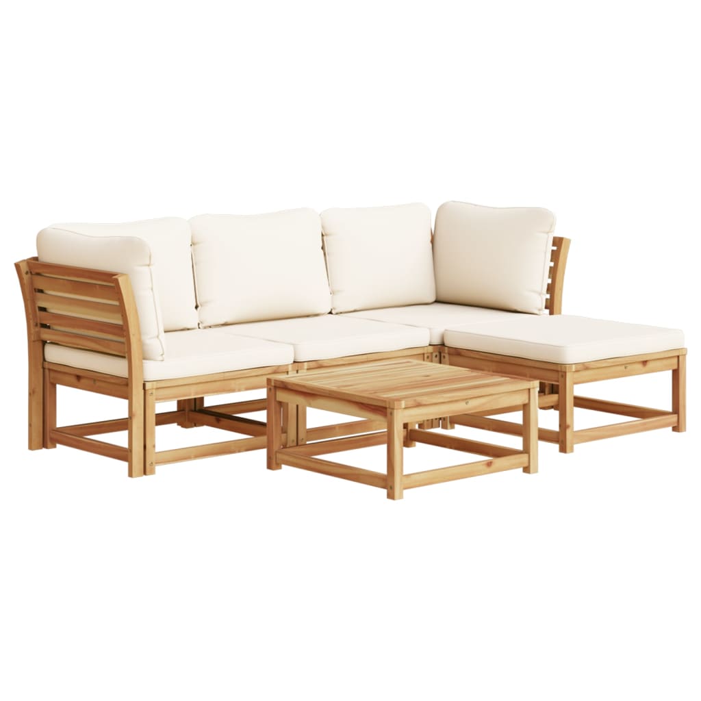 Salon de jardin avec coussins 5 pcs Bois d'acacia solide