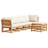 Salon de jardin 6 pcs avec coussins bois d'acacia solide