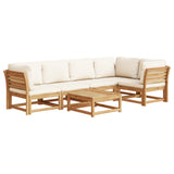 Salon de jardin 6 pcs avec coussins bois d'acacia solide