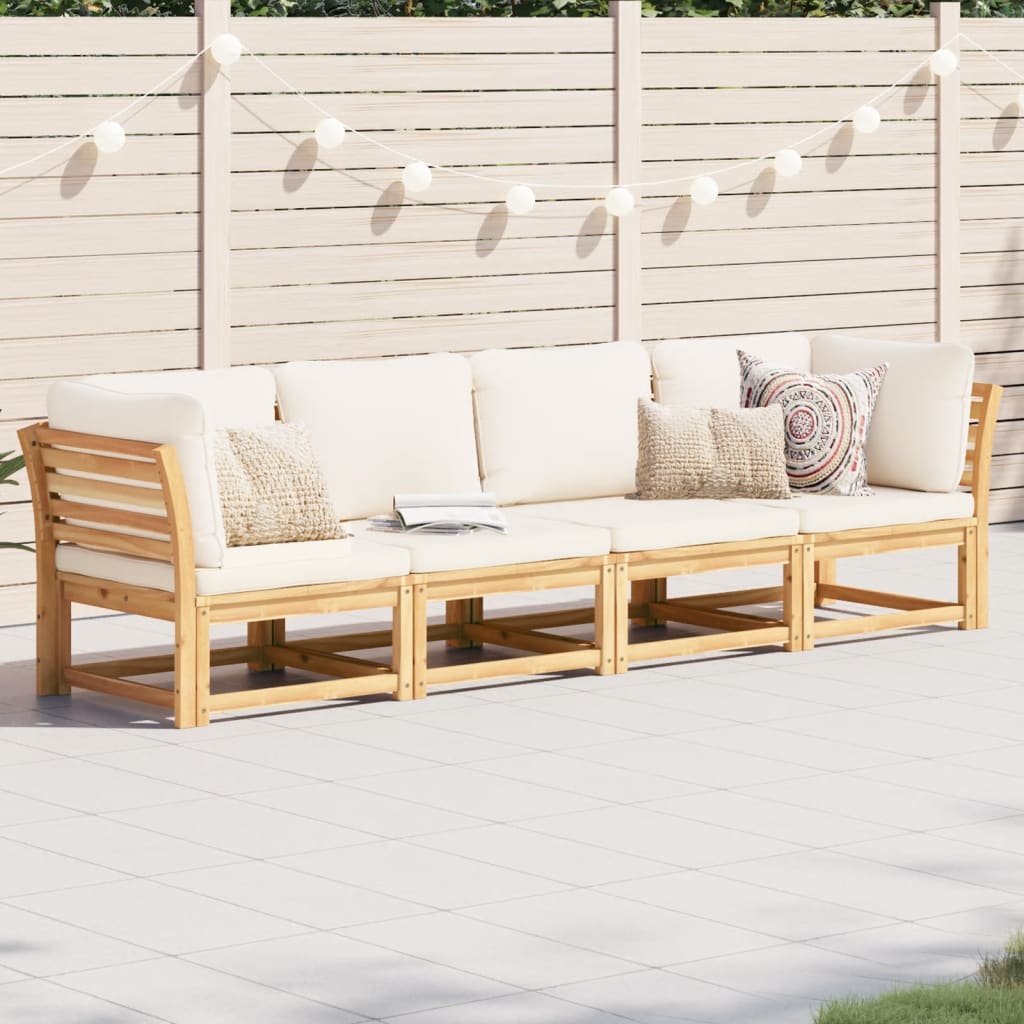 Salon de jardin 4 pcs avec coussins Bois d'acacia solide