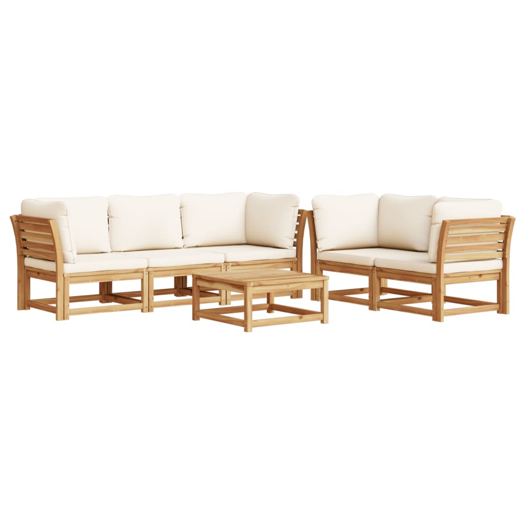 Salon de jardin 6 pcs avec coussins bois d'acacia solide