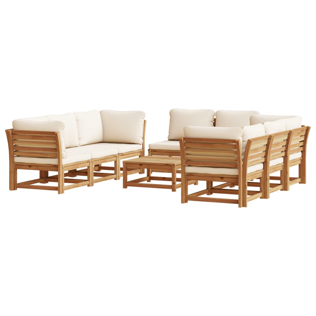 Salon de jardin avec coussins 9 pcs bois massif d'acacia