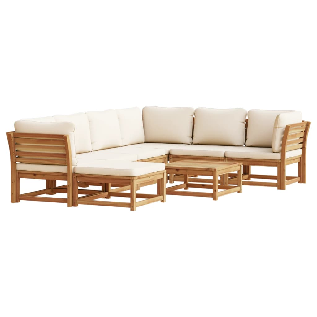 Salon de jardin avec coussins 8 pcs bois massif d'acacia