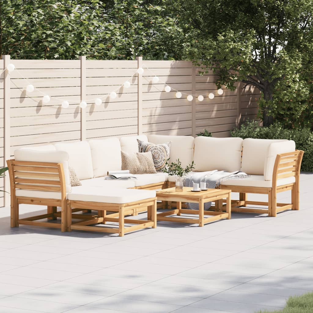 Salon de jardin avec coussins 8 pcs bois massif d'acacia