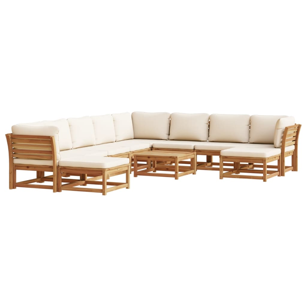 Salon de jardin avec coussins 11 pcs bois massif d'acacia