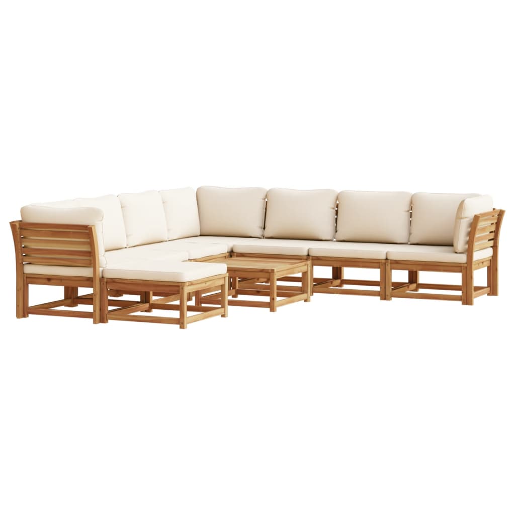 Salon de jardin avec coussins 9 pcs bois massif d'acacia