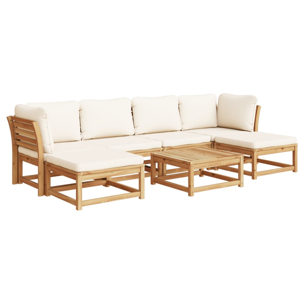 Salon de jardin avec coussins 7 pcs bois massif d'acacia