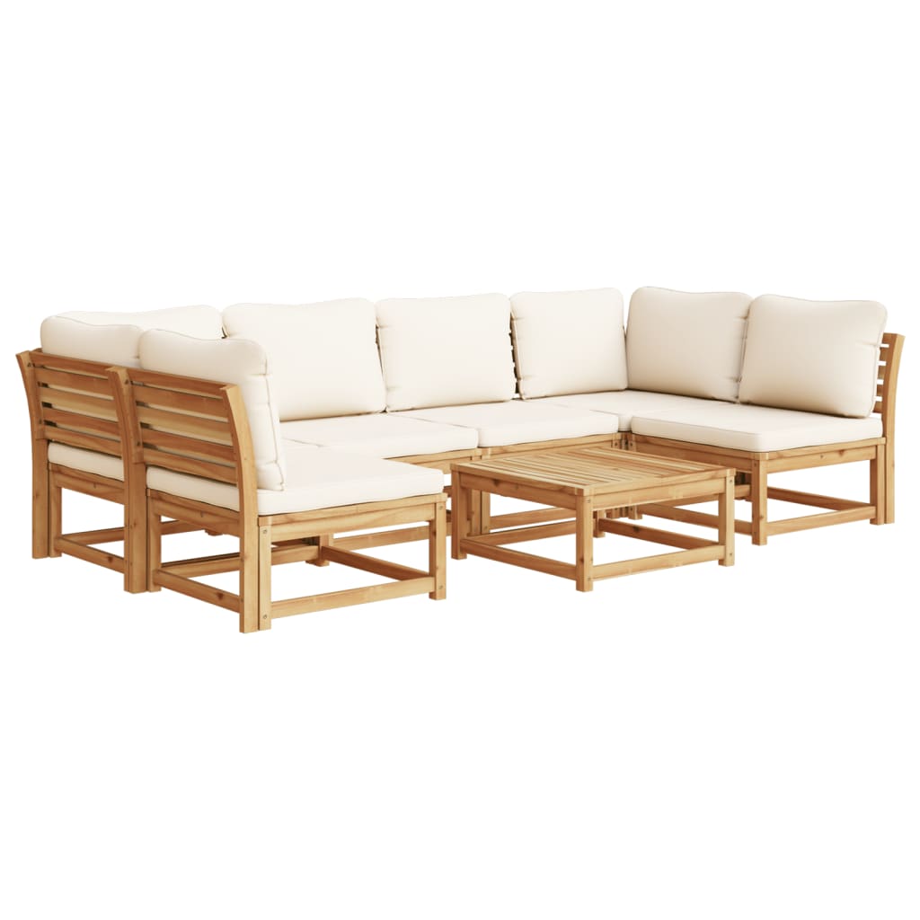 Salon de jardin avec coussins 7 pcs bois massif d'acacia