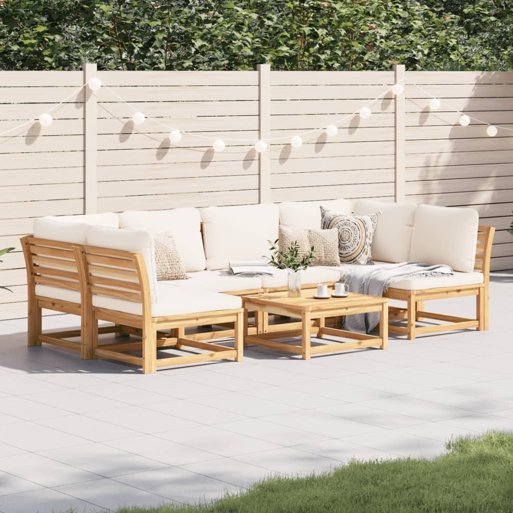 Salon de jardin avec coussins 7 pcs bois massif d'acacia