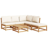 Salon de jardin 6 pcs avec coussins bois d'acacia solide