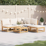 Salon de jardin 6 pcs avec coussins bois d'acacia solide