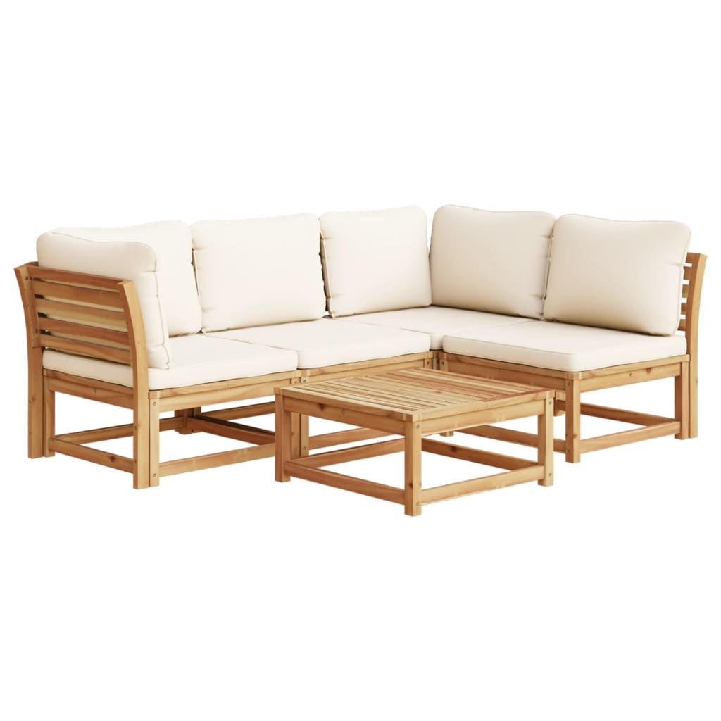 Salon de jardin avec coussins 5 pcs Bois d'acacia solide