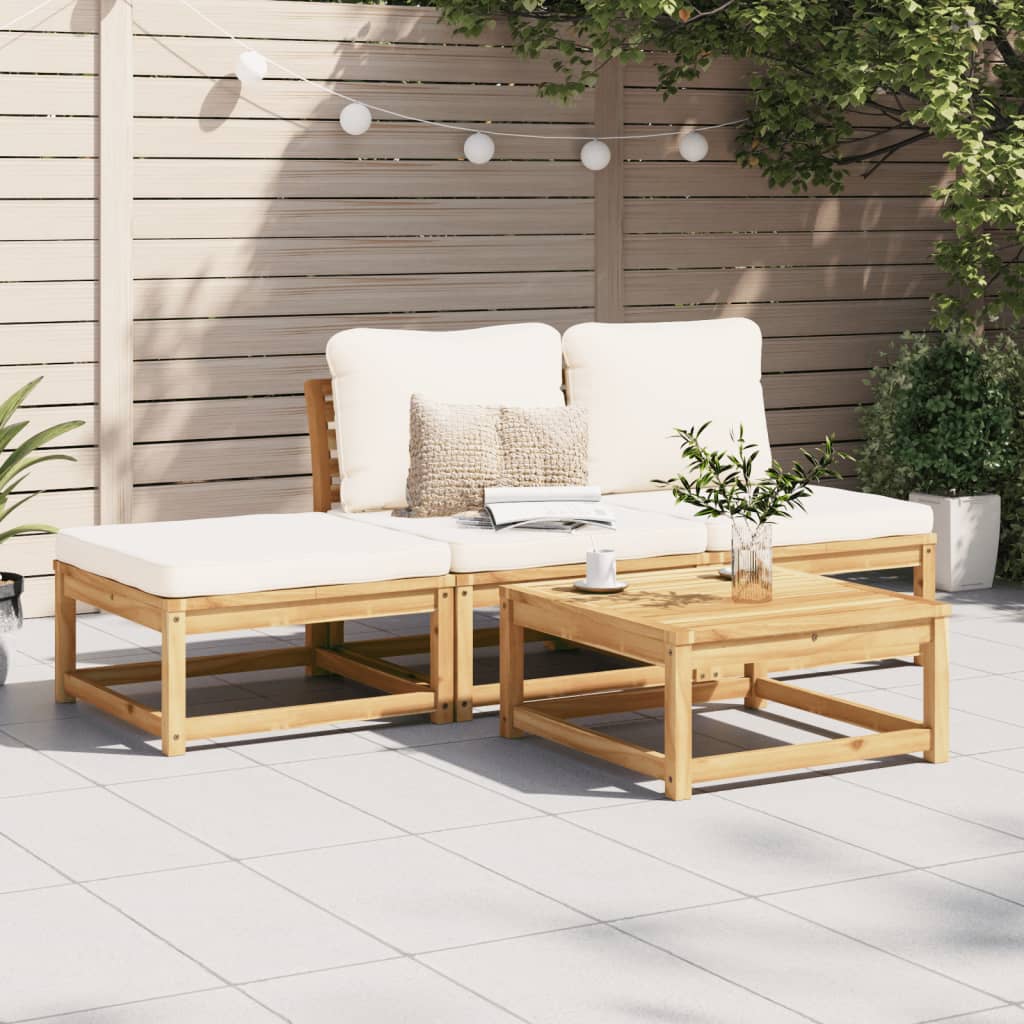 Salon de jardin 4 pcs avec coussins Bois d'acacia solide