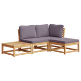 Salon de jardin 4 pcs avec coussins Bois d'acacia solide