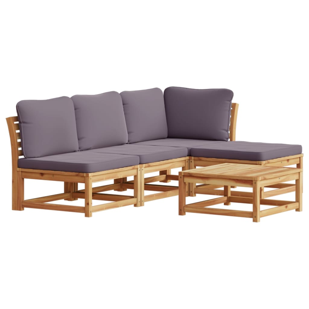 Salon de jardin avec coussins 5 pcs Bois d'acacia solide