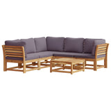 Salon de jardin 6 pcs avec coussins bois d'acacia solide