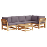 Salon de jardin 6 pcs avec coussins bois d'acacia solide