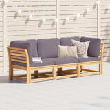 Salon de jardin 3 pcs avec coussins bois massif d'acacia