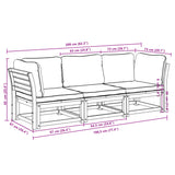 Salon de jardin 3 pcs avec coussins bois massif d'acacia