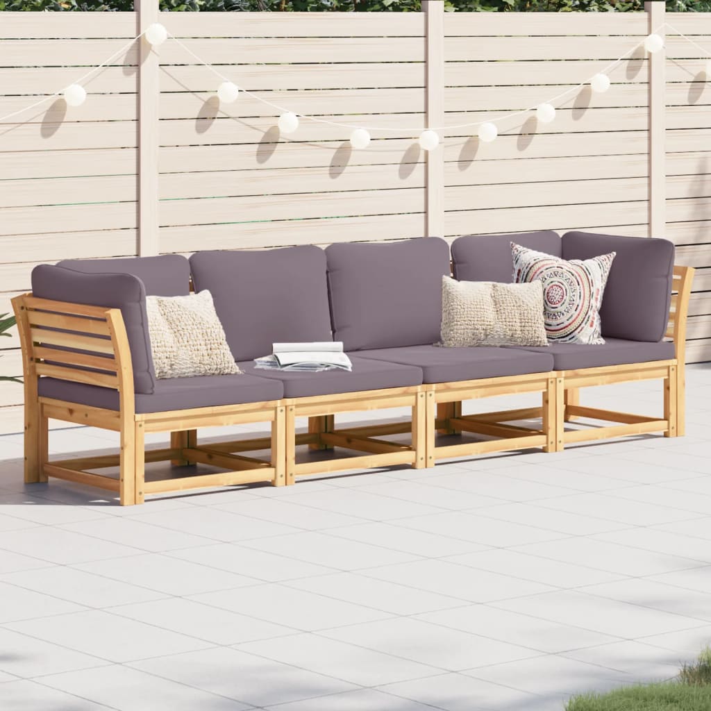 Salon de jardin 4 pcs avec coussins Bois d'acacia solide