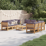 Salon de jardin avec coussins 9 pcs bois massif d'acacia