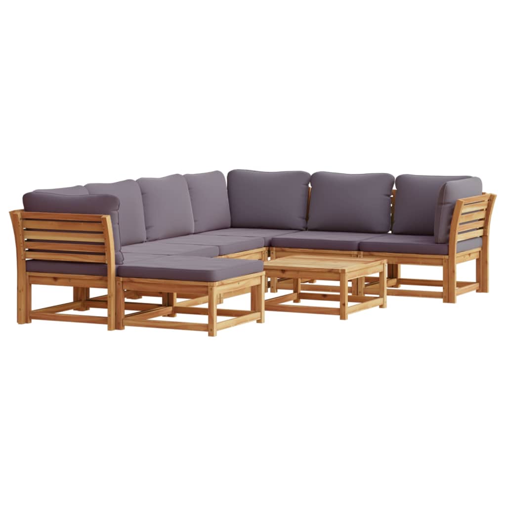 Salon de jardin avec coussins 8 pcs bois massif d'acacia