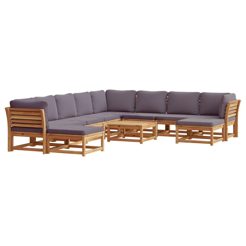 Salon de jardin avec coussins 11 pcs bois massif d'acacia