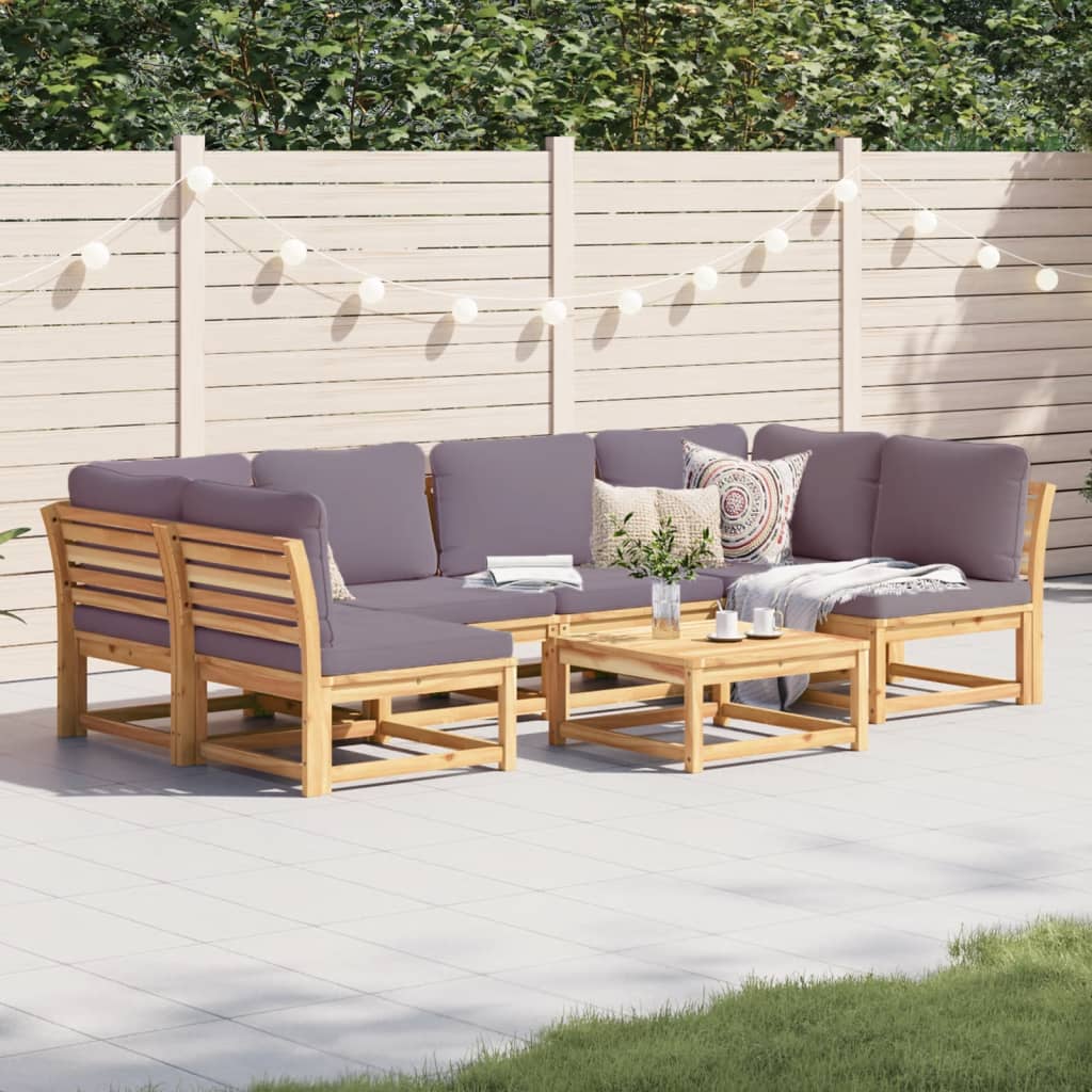 Salon de jardin avec coussins 7 pcs bois massif d'acacia