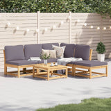 Salon de jardin 6 pcs avec coussins bois d'acacia solide