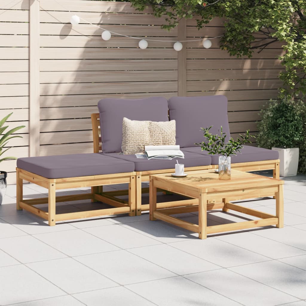 Salon de jardin 4 pcs avec coussins Bois d'acacia solide