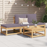 Salon de jardin 4 pcs avec coussins Bois d'acacia solide