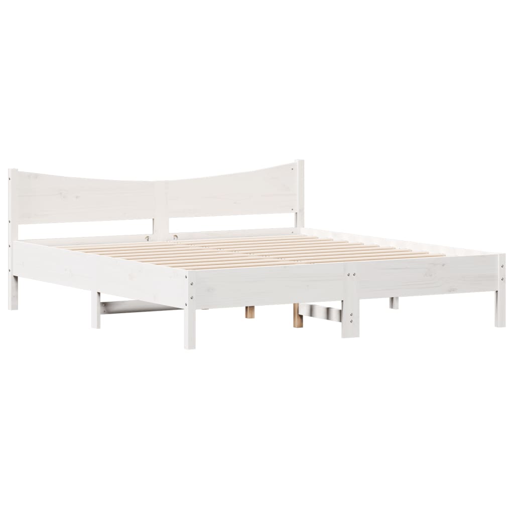 Cadre de lit sans matelas blanc 200x200 cm bois massif de pin