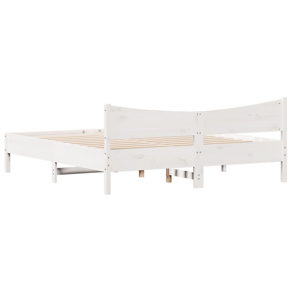 Cadre de lit sans matelas blanc 200x200 cm bois massif de pin