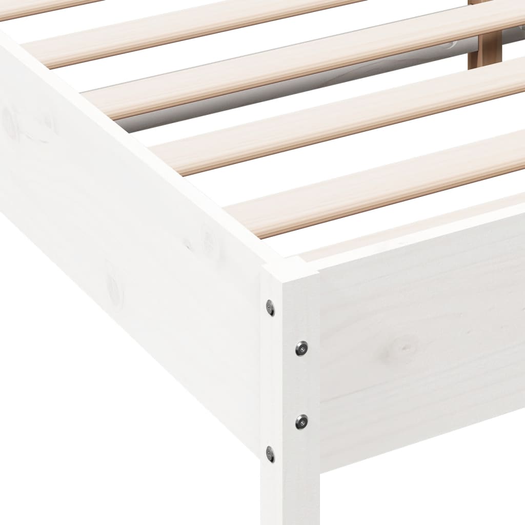 Cadre de lit sans matelas blanc 200x200 cm bois massif de pin