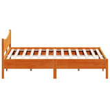 Bed frame without mattress brown wax 200x200cm solid pine wood