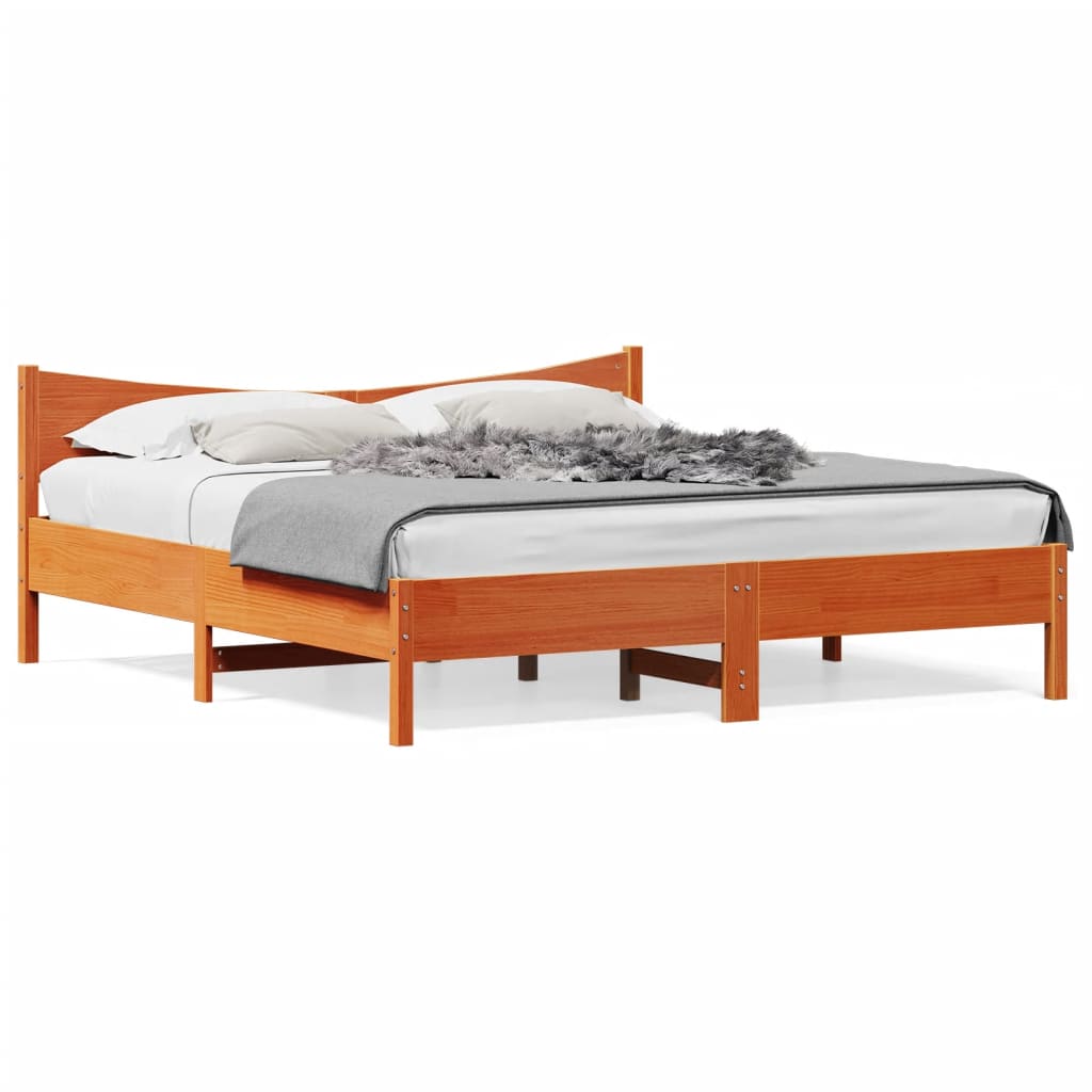 Cadre de lit sans matelas cire marron 180x200cm bois pin massif