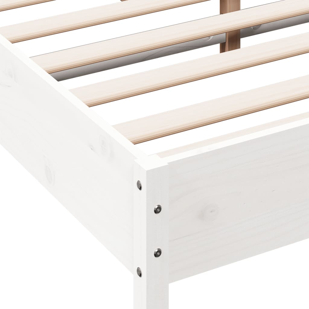 Cadre de lit sans matelas blanc 160x200 cm bois de pin massif