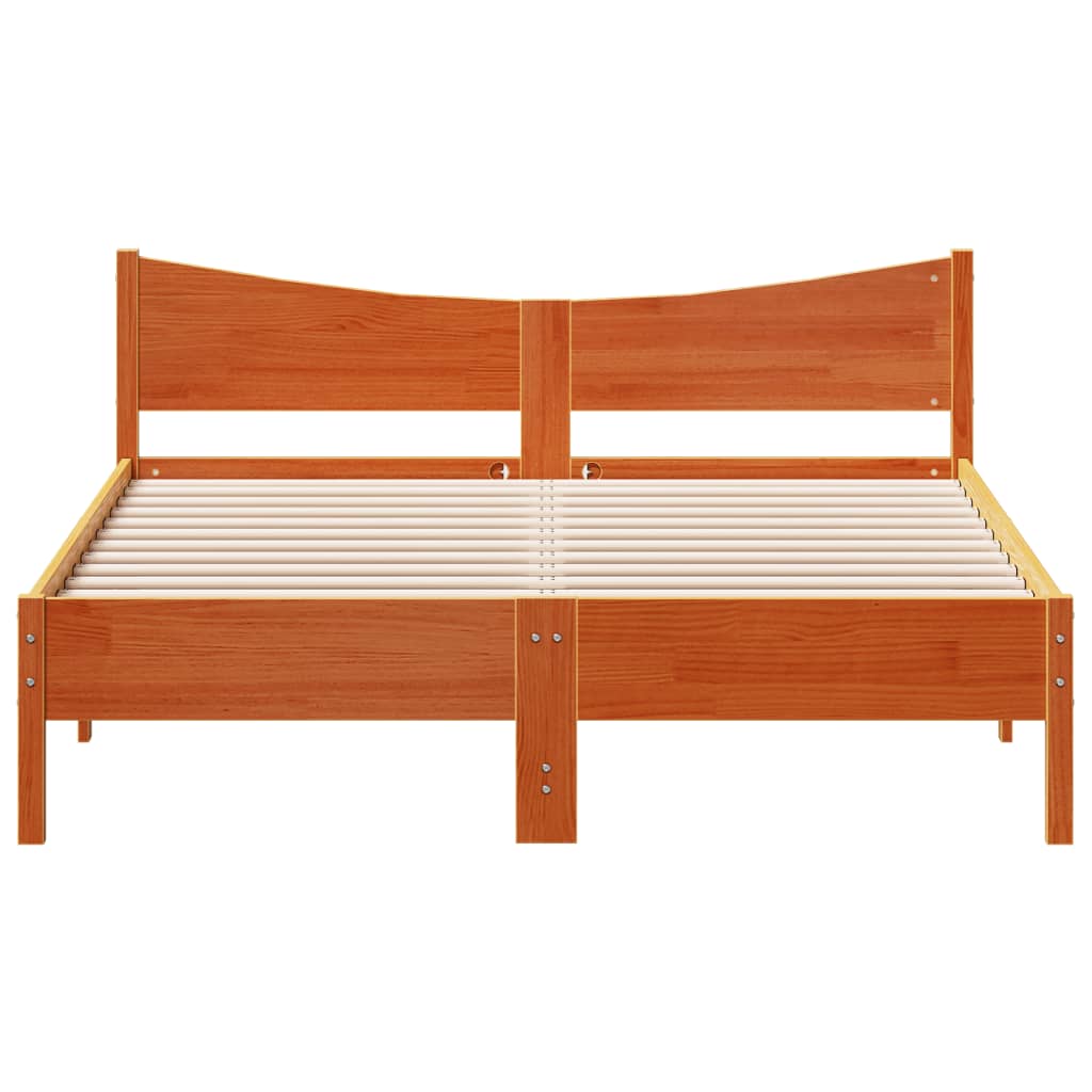 Cadre de lit sans matelas cire marron 160x200cm bois pin massif