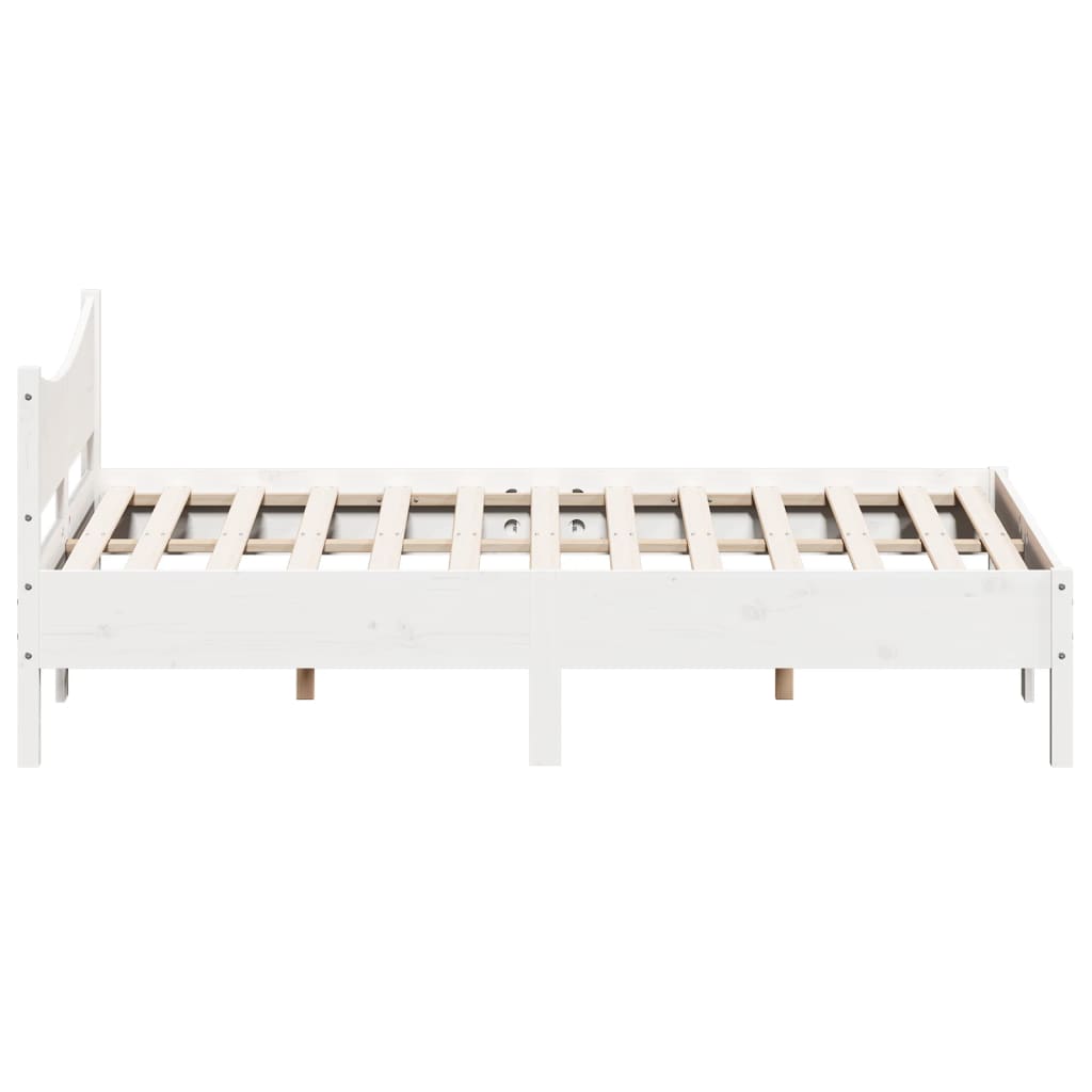 Bed frame without mattress white 150x200 cm solid pine wood